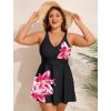 image:imageArolina Womens Plus Size Tankini Swimsuits Two Piece Tummy Control Swim Dress Hide Belly Bathing Suits with BoyshortsFloral Black
