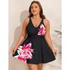 image:imageArolina Womens Plus Size Tankini Swimsuits Two Piece Tummy Control Swim Dress Hide Belly Bathing Suits with BoyshortsFloral Black