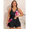 image:imageArolina Womens Plus Size Tankini Swimsuits Two Piece Tummy Control Swim Dress Hide Belly Bathing Suits with BoyshortsFloral Black