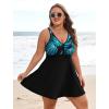 image:imageArolina Womens Plus Size Tankini Swimsuits Two Piece Tummy Control Swim Dress Hide Belly Bathing Suits with BoyshortsFluorescent Leaves