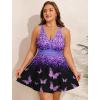 image:imageArolina Womens Plus Size Tankini Swimsuits Two Piece Tummy Control Swim Dress Hide Belly Bathing Suits with BoyshortsPurple Butterfly