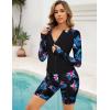 image:imageArolina Womens Rash Guard Long Sleeve Swim Shirts Swimsuit 2026 Bathing Suit with Womens Swim Shorts amp Two PocketsBlack Flowers
