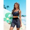 image:imageArolina Womens Rash Guard Long Sleeve Swim Shirts Swimsuit 2026 Bathing Suit with Womens Swim Shorts amp Two PocketsBlue Dark Pattern