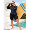 image:imageArolina Womens Rash Guard Long Sleeve Swim Shirts Swimsuit 2026 Bathing Suit with Womens Swim Shorts amp Two PocketsBlue Dark Pattern