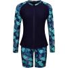 image:imageArolina Womens Rash Guard Long Sleeve Swim Shirts Swimsuit 2026 Bathing Suit with Womens Swim Shorts amp Two PocketsBlue Navy