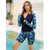 image:imageArolina Womens Rash Guard Long Sleeve Swim Shirts Swimsuit 2026 Bathing Suit with Womens Swim Shorts amp Two PocketsBlue Navy
