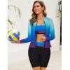 image:imageArolina Womens Rash Guard Long Sleeve Swim Shirts Swimsuit 2026 Bathing Suit with Womens Swim Shorts amp Two PocketsBluepurple Gradient