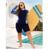image:imageArolina Womens Rash Guard Long Sleeve Swim Shirts Swimsuit 2026 Bathing Suit with Womens Swim Shorts amp Two PocketsDark Blue