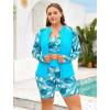 image:imageArolina Womens Rash Guard Long Sleeve Swim Shirts Swimsuit 2026 Bathing Suit with Womens Swim Shorts amp Two PocketsLake Blue