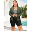 image:imageArolina Womens Rash Guard Long Sleeve Swim Shirts Swimsuit 2026 Bathing Suit with Womens Swim Shorts amp Two PocketsMilitary Green