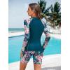 image:imageArolina Womens Rash Guard Long Sleeve Swim Shirts Swimsuit 2026 Bathing Suit with Womens Swim Shorts amp Two PocketsPeacock Blue