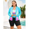 image:imageArolina Womens Rash Guard Long Sleeve Swim Shirts Swimsuit 2026 Bathing Suit with Womens Swim Shorts amp Two PocketsPink Blue