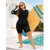 image:imageArolina Womens Rash Guard Long Sleeve Swim Shirts Swimsuit 2026 Bathing Suit with Womens Swim Shorts amp Two PocketsPurple Flowers