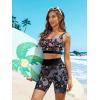 image:imageArolina Womens Rash Guard Long Sleeve Swim Shirts Swimsuit 2026 Bathing Suit with Womens Swim Shorts amp Two PocketsPurple Paisley