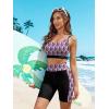 image:imageArolina Womens Rash Guard Long Sleeve Swim Shirts Swimsuit 2026 Bathing Suit with Womens Swim Shorts amp Two PocketsPurple Wavy