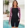 image:imageArolina Womens Rash Guard Long Sleeve Swim Shirts Swimsuit 2026 Bathing Suit with Womens Swim Shorts amp Two PocketsRed Paisley
