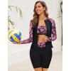image:imageArolina Womens Rash Guard Long Sleeve Swim Shirts Swimsuit 2026 Bathing Suit with Womens Swim Shorts amp Two PocketsRed Paisley