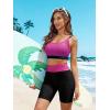 image:imageArolina Womens Rash Guard Long Sleeve Swim Shirts Swimsuit 2026 Bathing Suit with Womens Swim Shorts amp Two PocketsRedblack Gradient