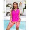 image:imageArolina Womens Rash Guard Long Sleeve Swim Shirts Swimsuit 2026 Bathing Suit with Womens Swim Shorts amp Two PocketsRose Red