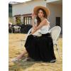 image:imageArolina Womens Summer Maxi Skirt Casual Smocked High Waist Long Skirts Flowy Boho Skirt with Pockets for Beach VacationBlack