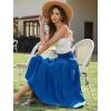 image:imageArolina Womens Summer Maxi Skirt Casual Smocked High Waist Long Skirts Flowy Boho Skirt with Pockets for Beach VacationBlue