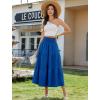 image:imageArolina Womens Summer Maxi Skirt Casual Smocked High Waist Long Skirts Flowy Boho Skirt with Pockets for Beach VacationBlue