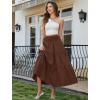 image:imageArolina Womens Summer Maxi Skirt Casual Smocked High Waist Long Skirts Flowy Boho Skirt with Pockets for Beach VacationBrowm