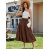 image:imageArolina Womens Summer Maxi Skirt Casual Smocked High Waist Long Skirts Flowy Boho Skirt with Pockets for Beach VacationBrowm