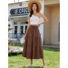 image:imageArolina Womens Summer Maxi Skirt Casual Smocked High Waist Long Skirts Flowy Boho Skirt with Pockets for Beach VacationBrowm