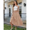 image:imageArolina Womens Summer Maxi Skirt Casual Smocked High Waist Long Skirts Flowy Boho Skirt with Pockets for Beach VacationKhaki