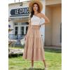 image:imageArolina Womens Summer Maxi Skirt Casual Smocked High Waist Long Skirts Flowy Boho Skirt with Pockets for Beach VacationKhaki