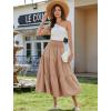 image:imageArolina Womens Summer Maxi Skirt Casual Smocked High Waist Long Skirts Flowy Boho Skirt with Pockets for Beach VacationKhaki
