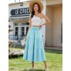 image:imageArolina Womens Summer Maxi Skirt Casual Smocked High Waist Long Skirts Flowy Boho Skirt with Pockets for Beach VacationLight Blue
