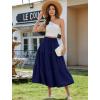 image:imageArolina Womens Summer Maxi Skirt Casual Smocked High Waist Long Skirts Flowy Boho Skirt with Pockets for Beach VacationNavy Blue