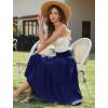 image:imageArolina Womens Summer Maxi Skirt Casual Smocked High Waist Long Skirts Flowy Boho Skirt with Pockets for Beach VacationNavy Blue