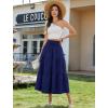 image:imageArolina Womens Summer Maxi Skirt Casual Smocked High Waist Long Skirts Flowy Boho Skirt with Pockets for Beach VacationNavy Blue