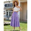 image:imageArolina Womens Summer Maxi Skirt Casual Smocked High Waist Long Skirts Flowy Boho Skirt with Pockets for Beach VacationPurple