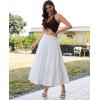image:imageArolina Womens Summer Maxi Skirt Casual Smocked High Waist Long Skirts Flowy Boho Skirt with Pockets for Beach VacationWhite