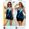 image:imageArolina Womens Two Piece Swimsuit Ruffle High Waisted Tankinis Flowy Bathing Suit Modest Swimwear with Pockets S26WBlue Oblique Stripes