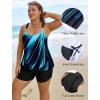 image:imageArolina Womens Two Piece Swimsuit Ruffle High Waisted Tankinis Flowy Bathing Suit Modest Swimwear with Pockets S26WBlue Oblique Stripes