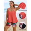 image:imageArolina Womens Two Piece Swimsuit Ruffle High Waisted Tankinis Flowy Bathing Suit Modest Swimwear with Pockets S26WCoral Pink Leaf