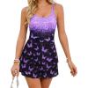 image:imageArolina Women One Piece Swim Dress Tummy Control Modest Swimsuit Swim Skirt Bathing SuitPurple Butterfly