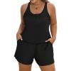 image:imageArolina Womens Plus Size Swim Romper One Piece Swimsuits Modest Bathing Suit with Pockets S24WBlack