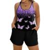 image:imageArolina Womens Plus Size Swim Romper One Piece Swimsuits Modest Bathing Suit with Pockets S24WPurple Butterfly