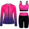 image:imageArolina Womens Rash Guard Long Sleeve Swim Shirts Swimsuit 2026 Bathing Suit with Womens Swim Shorts amp Two PocketsRedblack Gradient