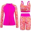 image:imageArolina Womens Rash Guard Long Sleeve Swim Shirts Swimsuit 2026 Bathing Suit with Womens Swim Shorts amp Two PocketsRose Red