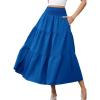 image:imageArolina Womens Summer Maxi Skirt Casual Smocked High Waist Long Skirts Flowy Boho Skirt with Pockets for Beach VacationBlue