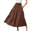 image:imageArolina Womens Summer Maxi Skirt Casual Smocked High Waist Long Skirts Flowy Boho Skirt with Pockets for Beach VacationBrowm