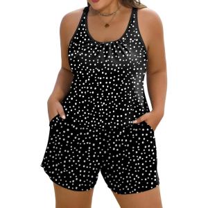 image:imageArolina Womens Plus Size Swim Romper One Piece Swimsuits Modest Bathing Suit with Pockets S24WBlack Dot