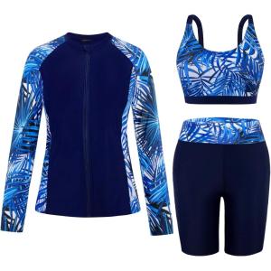 image:imageArolina Womens Rash Guard Long Sleeve Swim Shirts Swimsuit 2026 Bathing Suit with Womens Swim Shorts amp Two PocketsDark Blue